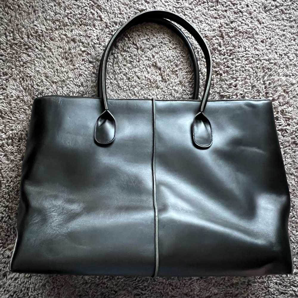 TODS Black Leather work Bag